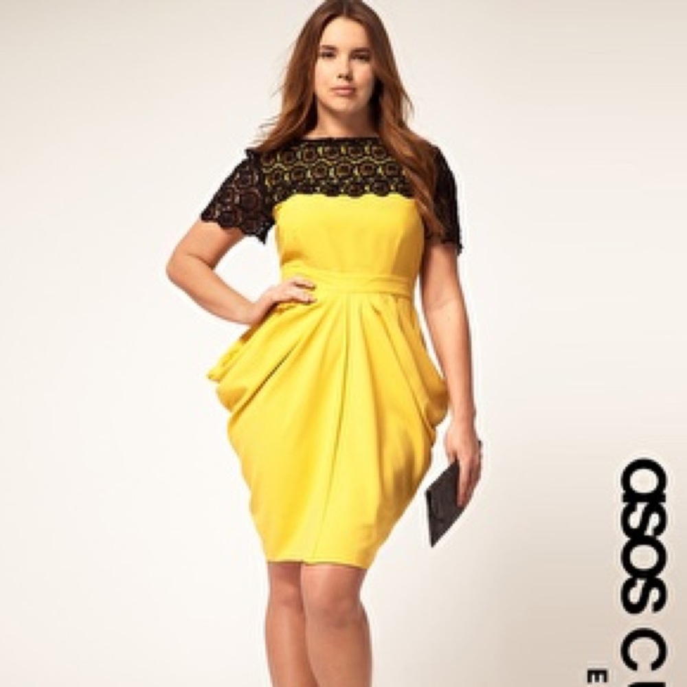 ASOS Curves Exclusive Drape Dress w/Crochet